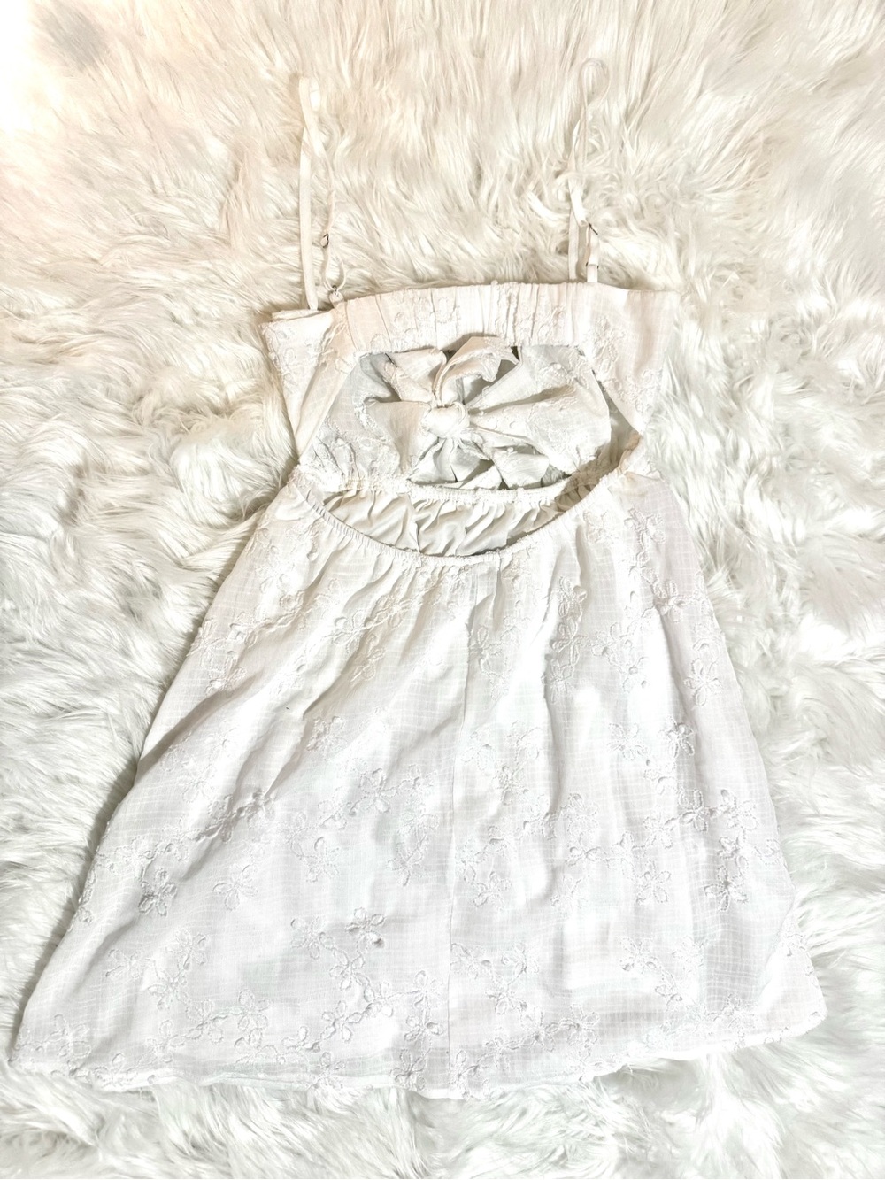 Princess Polly White Eyelet Cutout Mini Dress Size US 2 | AU 6 - Picture 7 of 12